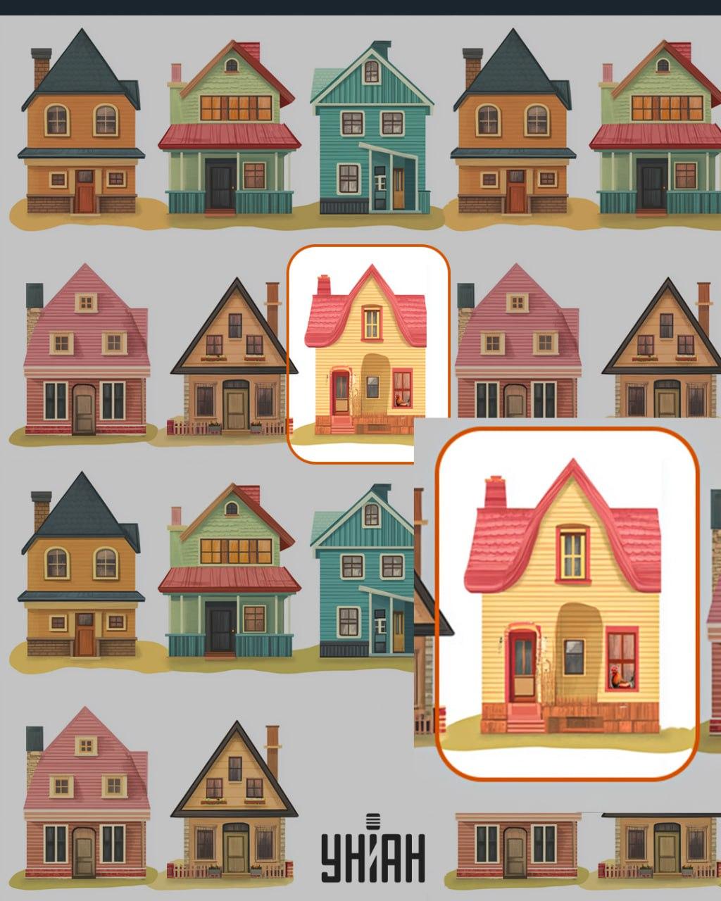 Un gallo estaba en la ventana de una de las casas / Moje collage