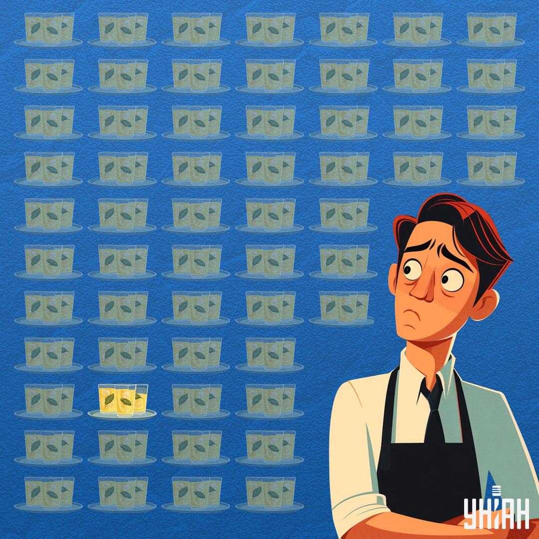 El vaso con menos limonada estaba en la parte inferior de la imagen / Moje collage